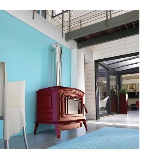 Poêle à bois INVICTA Bradford Émaillé – 9 kW – Fonte – Flamme Verte 7 – Rouge ou Ivoire – Made in France INVICTA