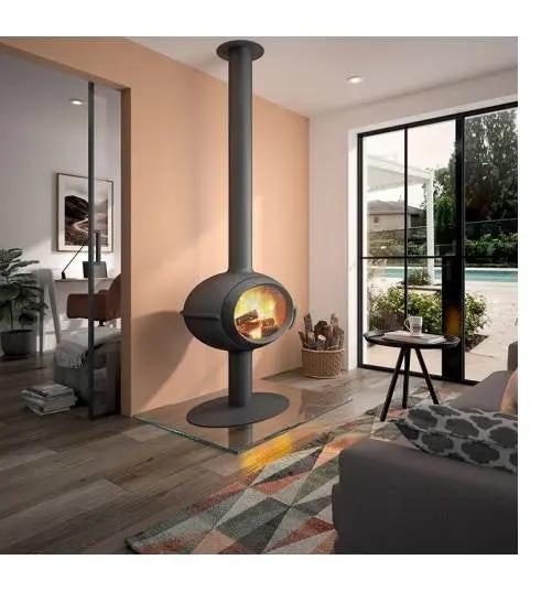 Poêle à bois Invicta Brio sur pied – 7 kW, design moderne hublot fonte, bûches 50 cm INVICTA