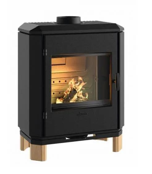 Poêle à bois Invicta Carolo Zen – 8 kW, design contemporain sur pieds bois, Flamme Verte 7 étoiles INVICTA
