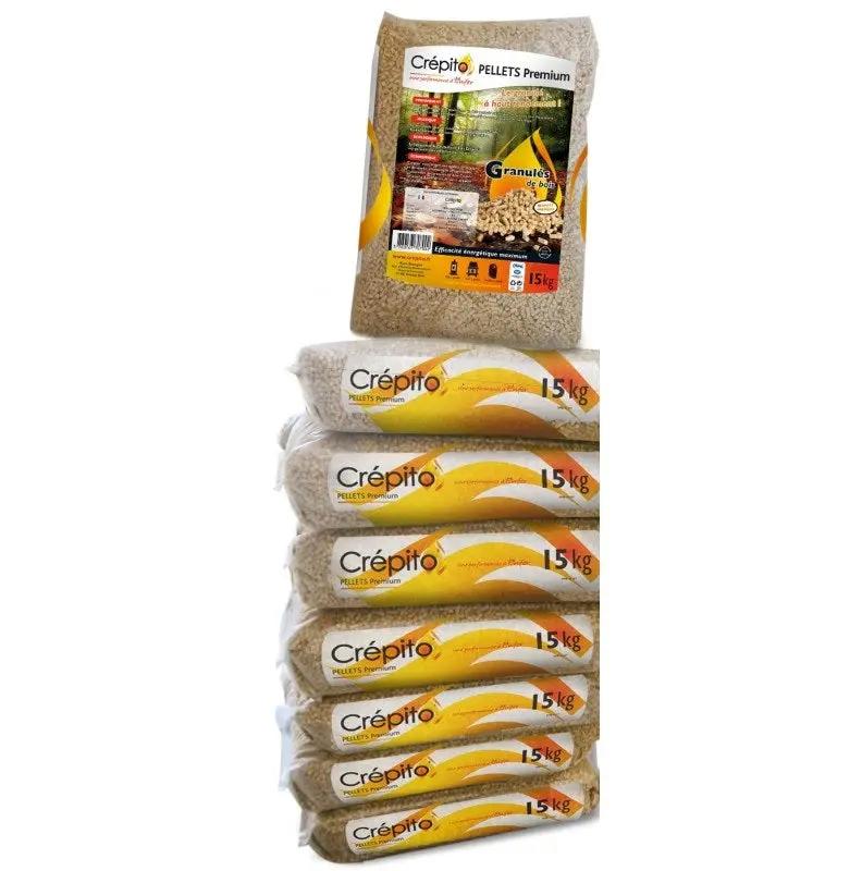 Palette granulés de bois Crépito – 72 sacs de 15 kg – 1080 kg – 100 % bois naturel Crépito