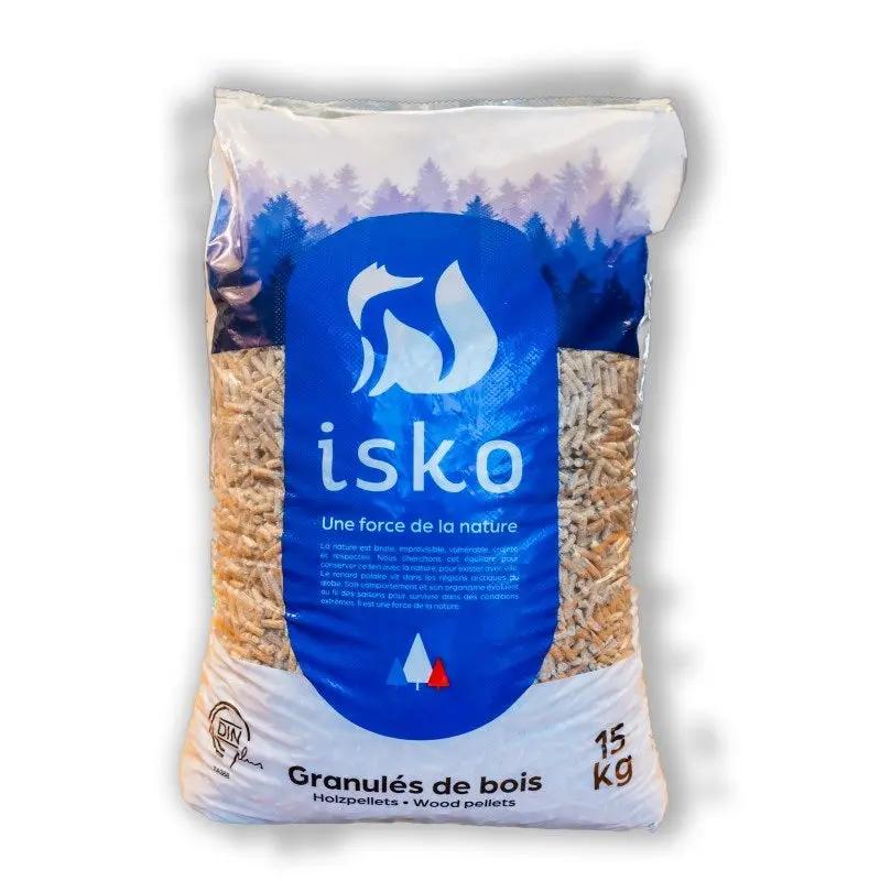Granulés de bois ISKO – Palette 70 sacs (1050 kg) – DIN+ 100 % résineux Piskorski Bois Énergie