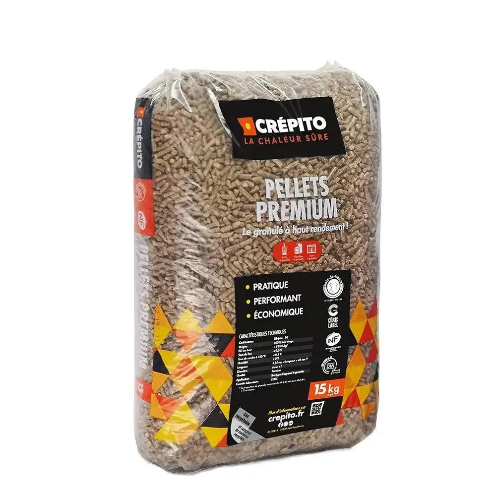 Granulés de bois Crépito DINplus – Palette 72 sacs de 15 kg – Pellets haute performance Crépito