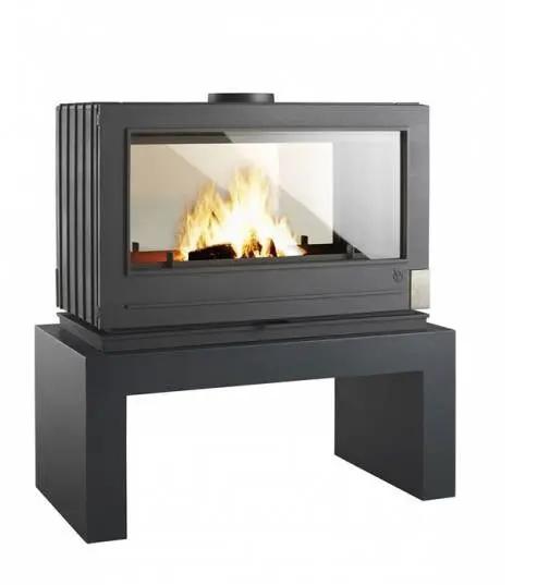 Poêle à bois double face Invicta Aaron 12 kW – Fonte anthracite, haut rendement, bûches 70 cm INVICTA