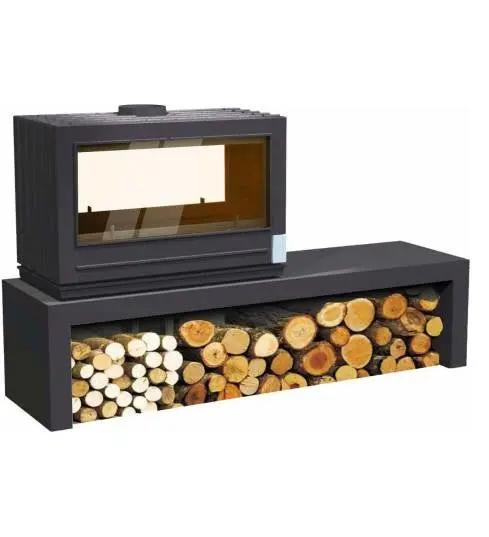 Poêle à bois double face Invicta Aaron 12 kW – Fonte anthracite, haut rendement, bûches 70 cm INVICTA